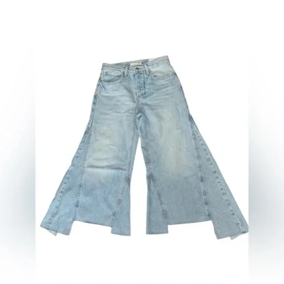 $148 NEW Free People We The Free Ripple Wide-Leg Pieced Crop Jeans Size 24 L